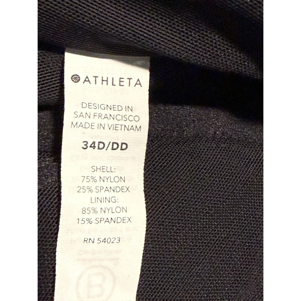 Athleta Black Twist Front Underwire Tankini Swim Top 34D/DD Adjustable Straps M